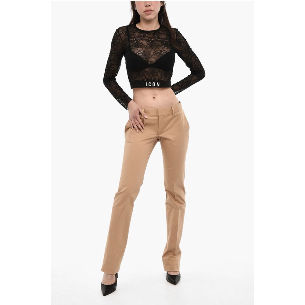 Dsquared² High Waist Straight Fit Cotton Pants