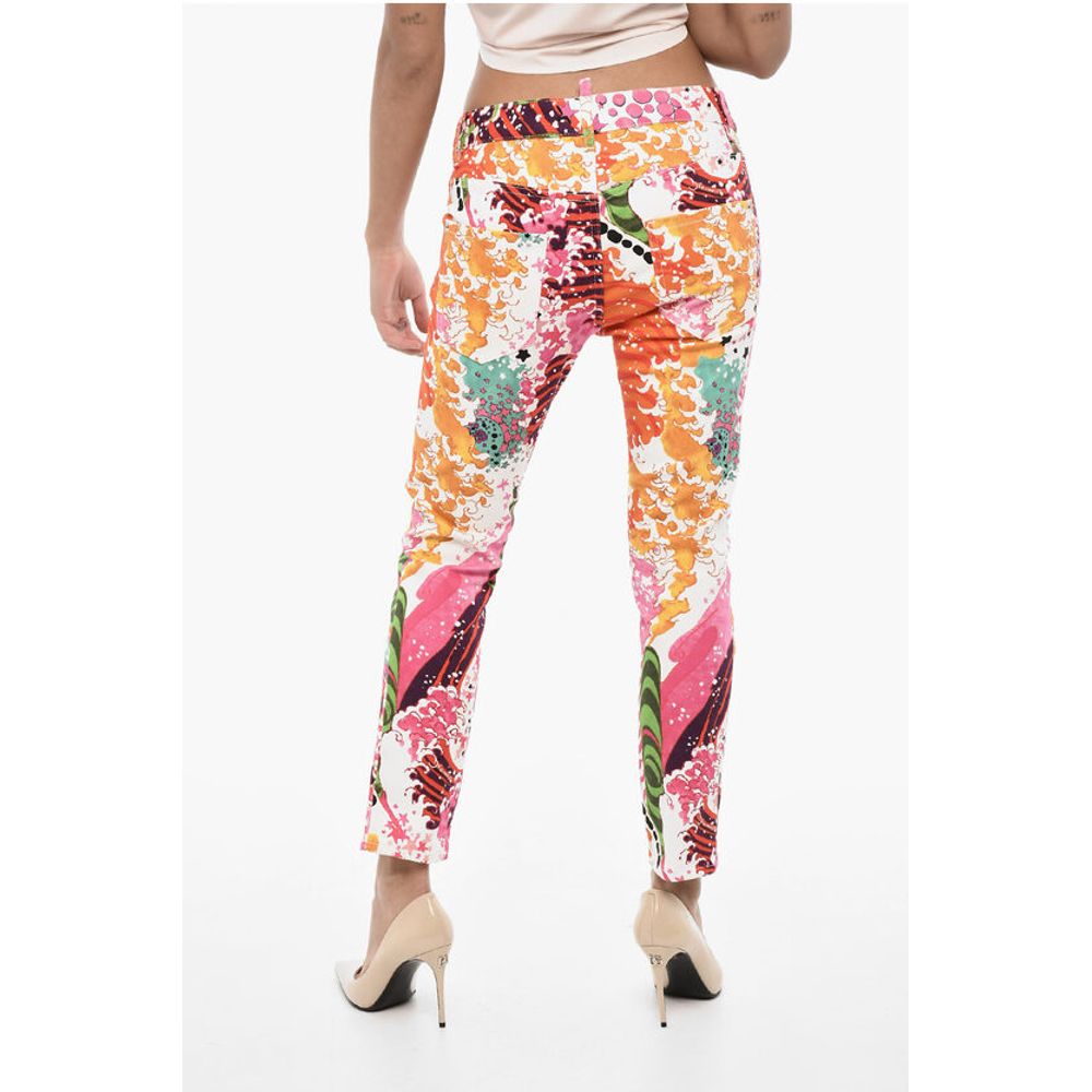 Dsquared² Printed Cotton Twill Pants with 5 Pockets