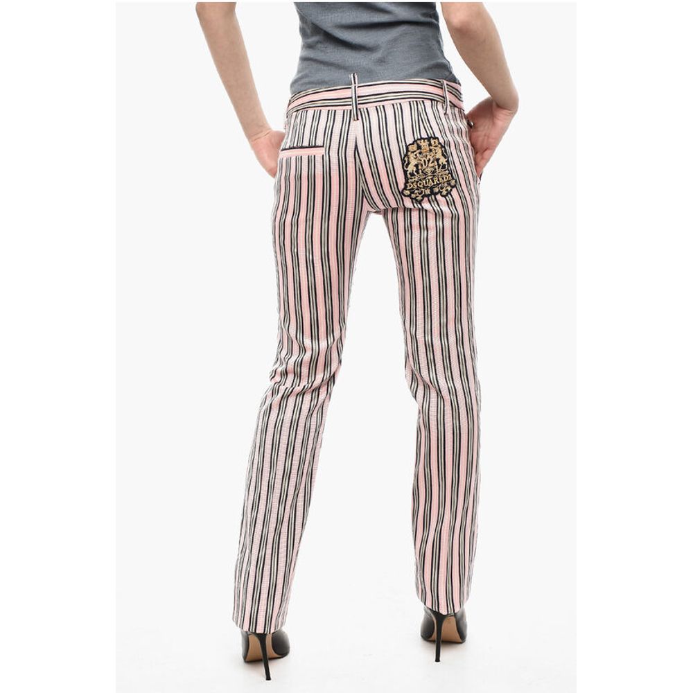 Dsquared² Striped Pants With Jewel Patch