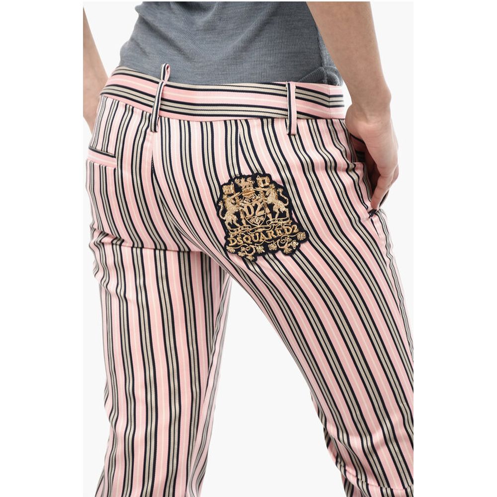 Dsquared² Striped Pants With Jewel Patch