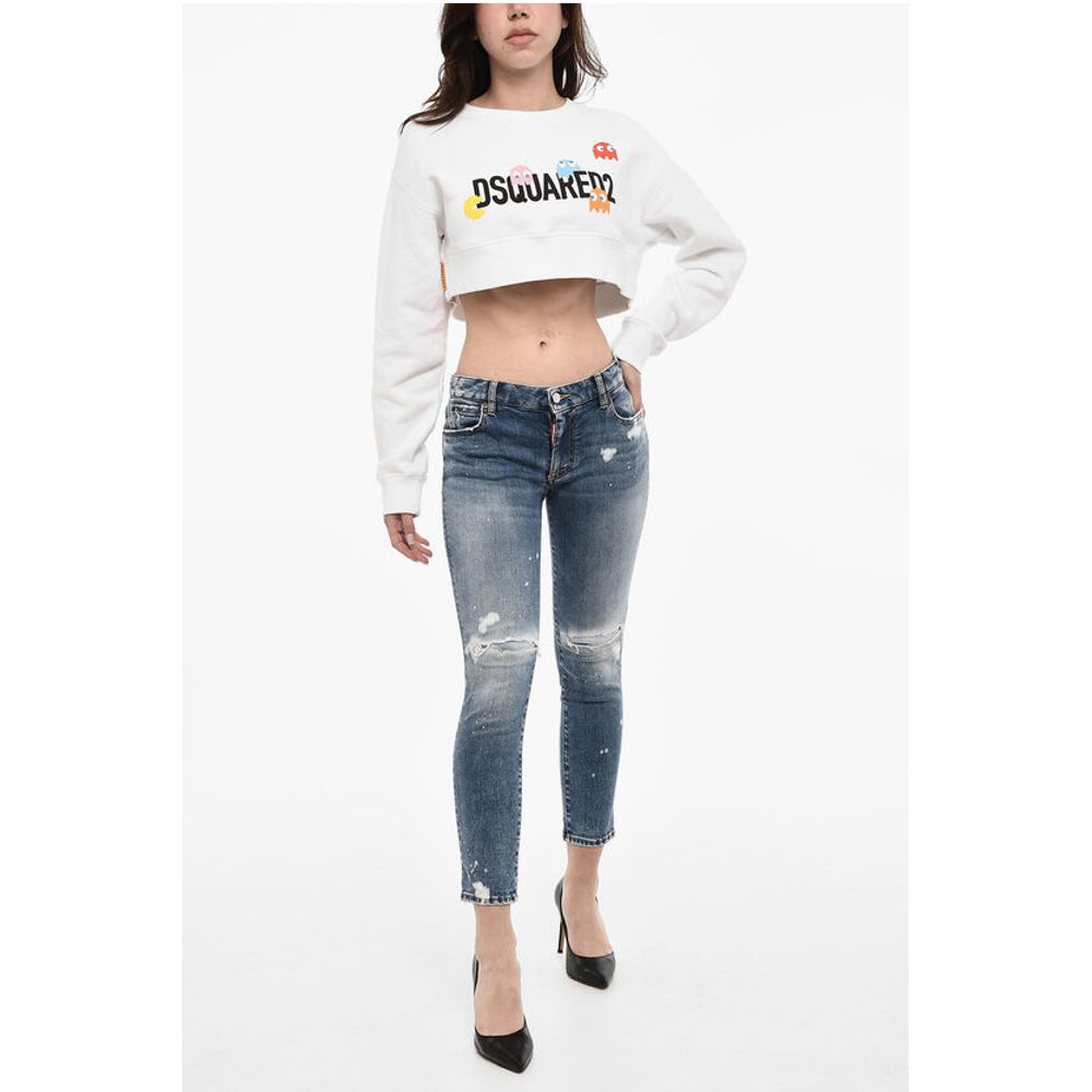 Dsquared² Mid Wasit Splatter Effect Distressed Jeans