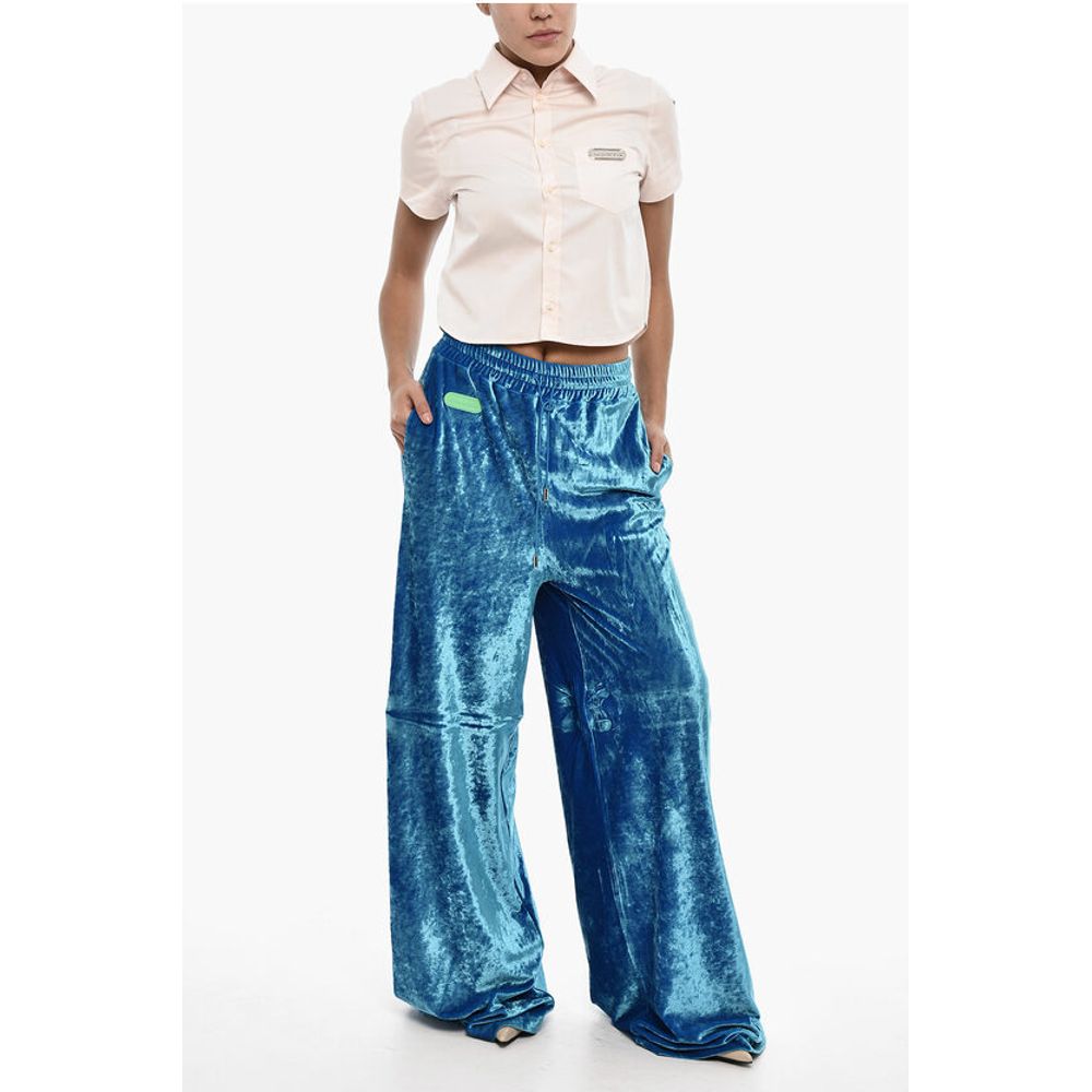 Dsquared² Loose Fit Velvet Pants with Drawstring Waist