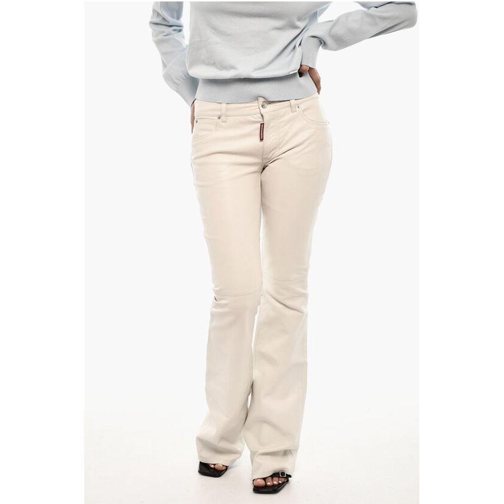 Dsquared² Mid-Waist Boot Cut Leather Pants