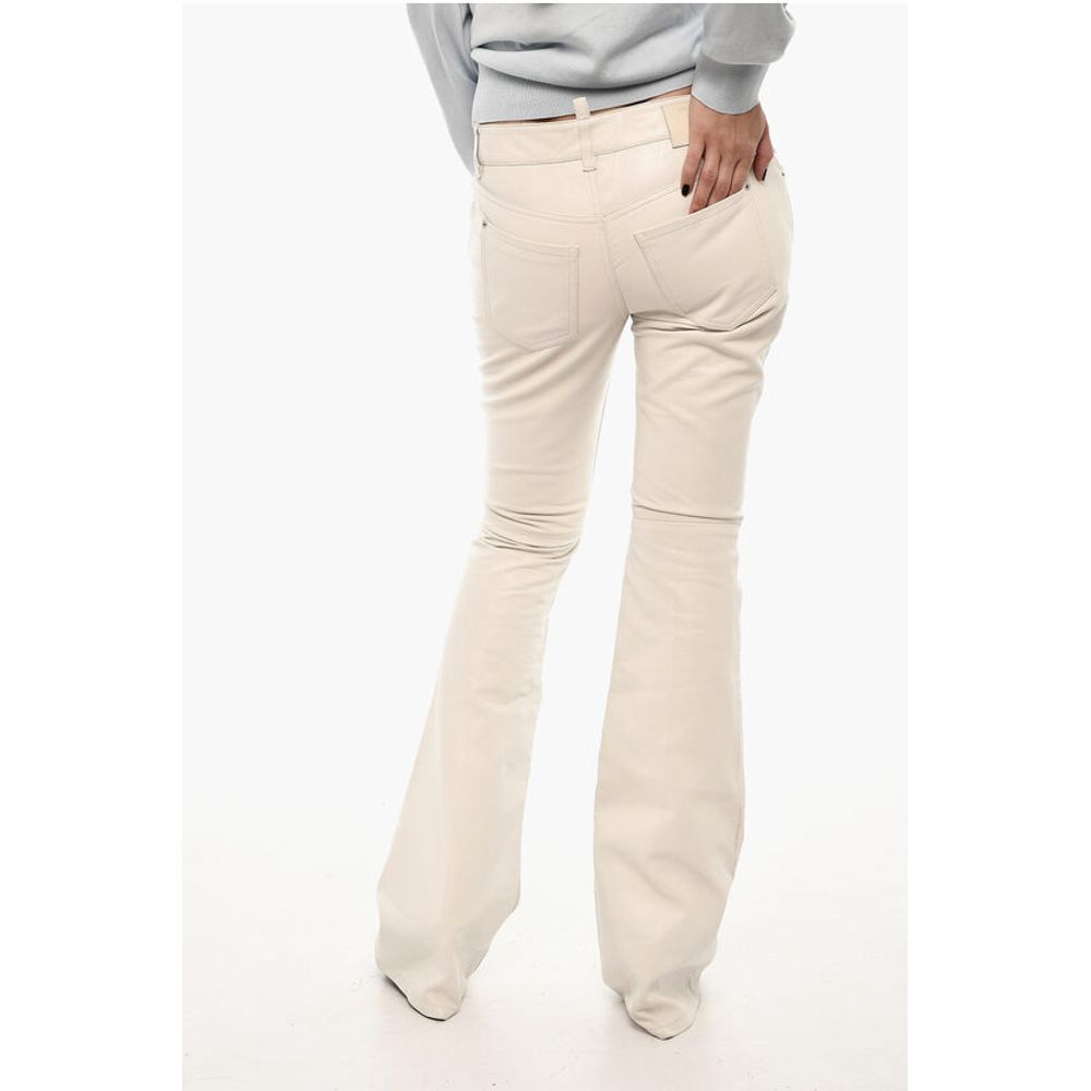 Dsquared² Mid-Waist Boot Cut Leather Pants