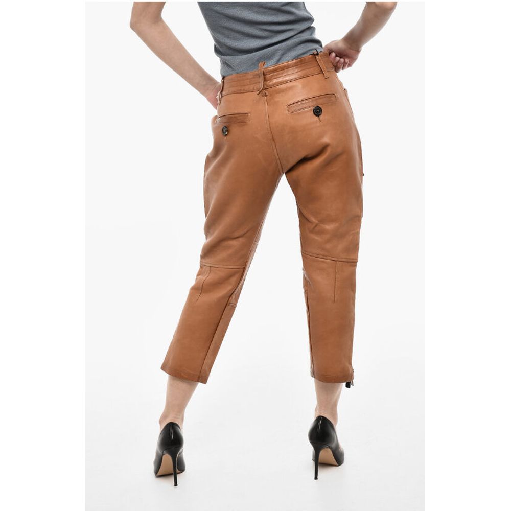 Dsquared² Leather Pants With Side Pockets