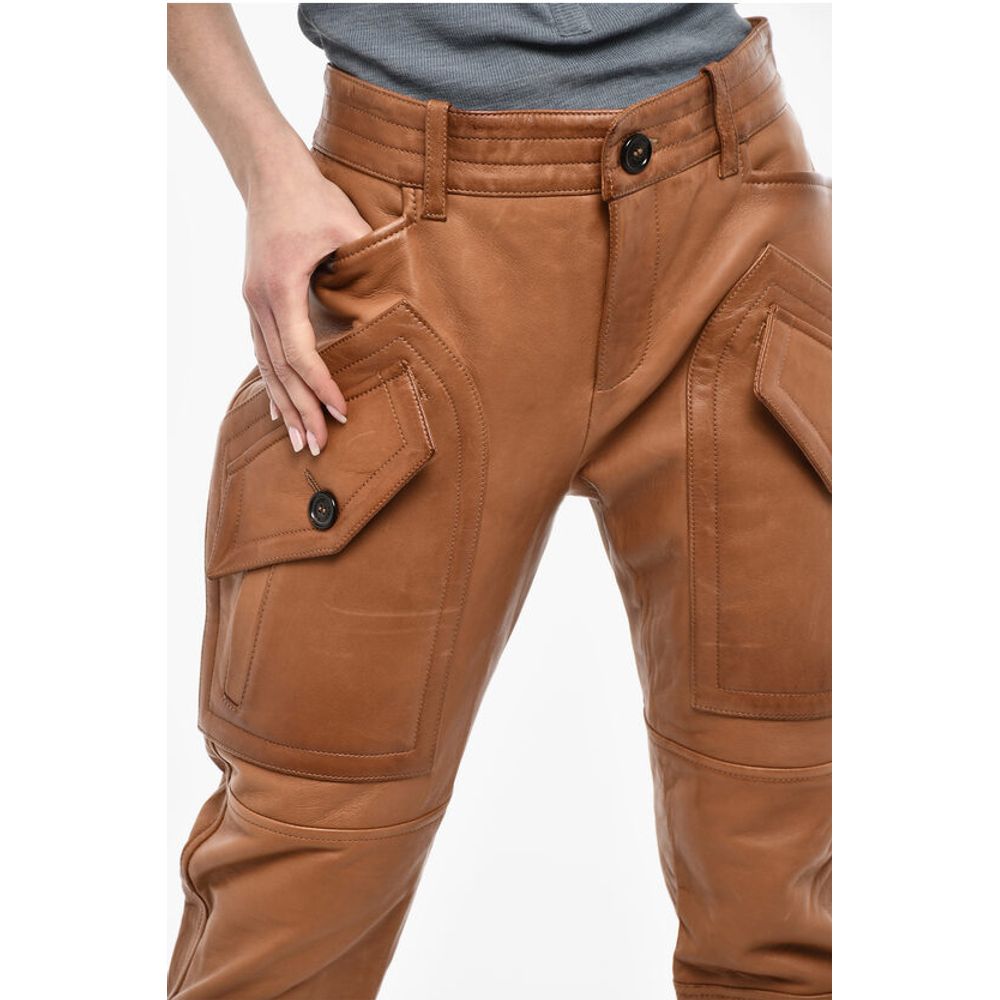 Dsquared² Leather Pants With Side Pockets