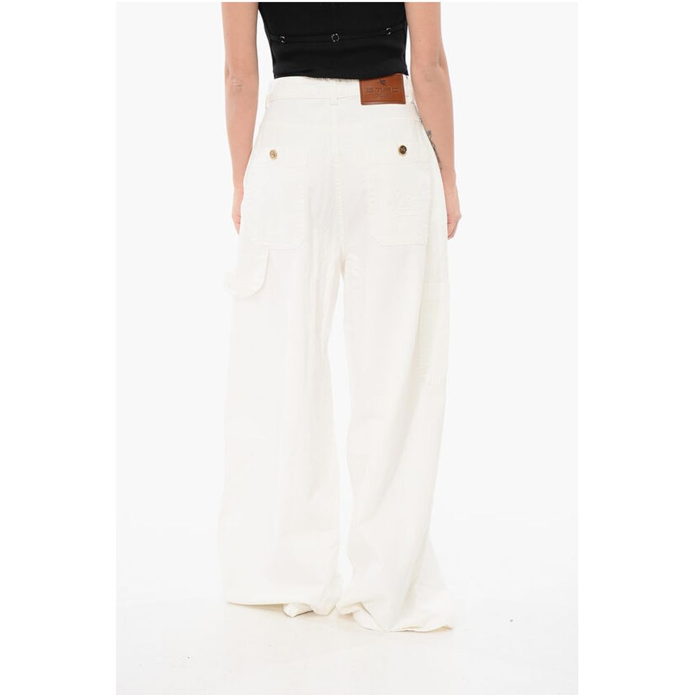 Etro Herringbone Cotton Palazzo Denims