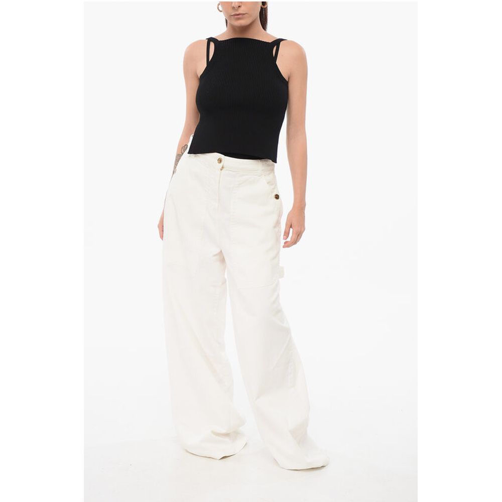 Etro Herringbone Cotton Palazzo Denims