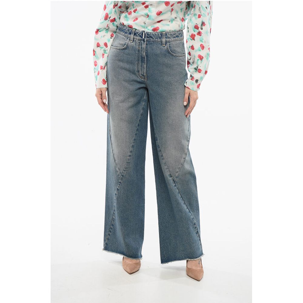 Givenchy Transversal Stitched Delavè Denims with Raw-cut Hem 27cm
