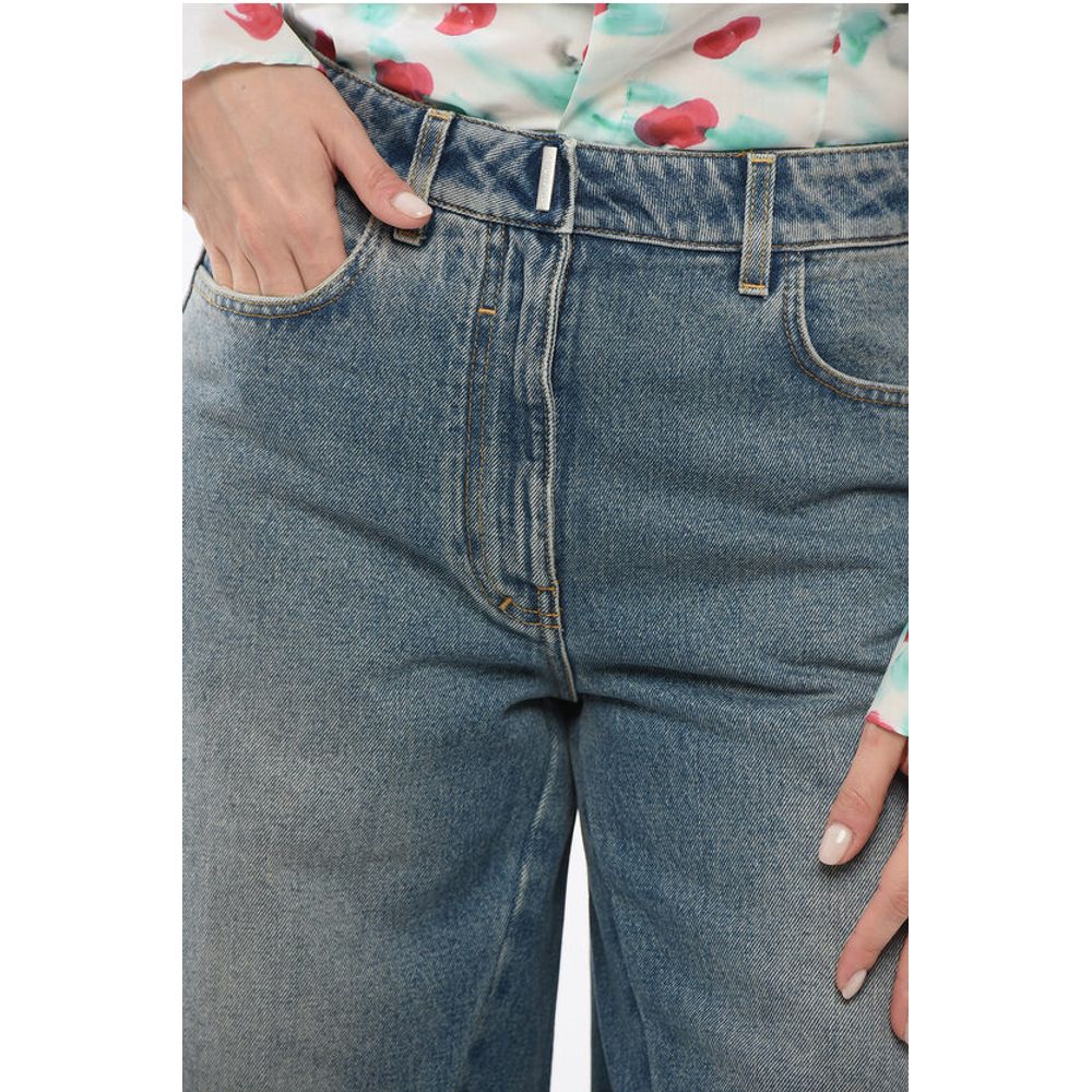 Givenchy Transversal Stitched Delavè Denims with Raw-cut Hem 27cm