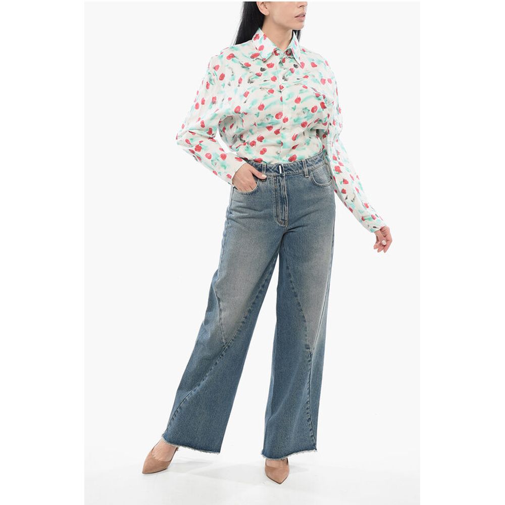 Givenchy Transversal Stitched Delavè Denims with Raw-cut Hem 27cm