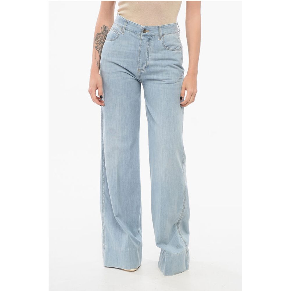 Bottega Veneta Light-washed Wide Leg Denims 30cm