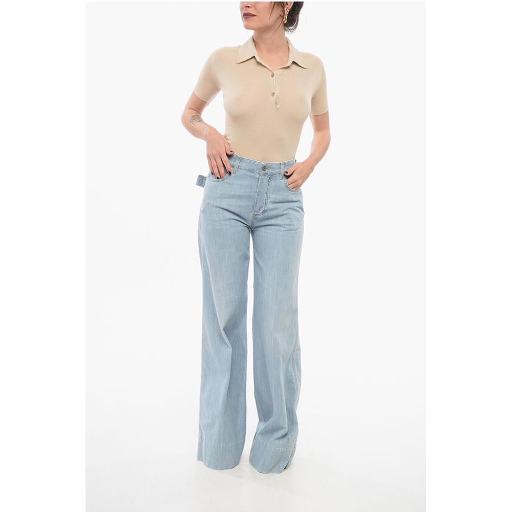 Bottega Veneta Light-washed Wide Leg Denims 30cm