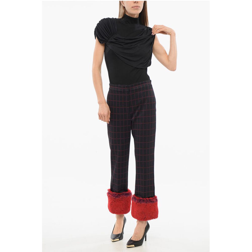 Viktor & Rolf EVERYWEAR Cropped Pants with Faux Fur Trim
