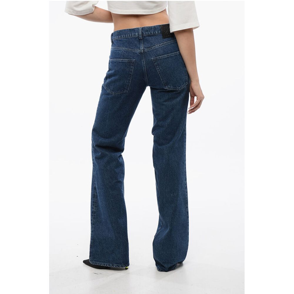Off-White High Waisted Mid Washed Straight-Fit Jeans
