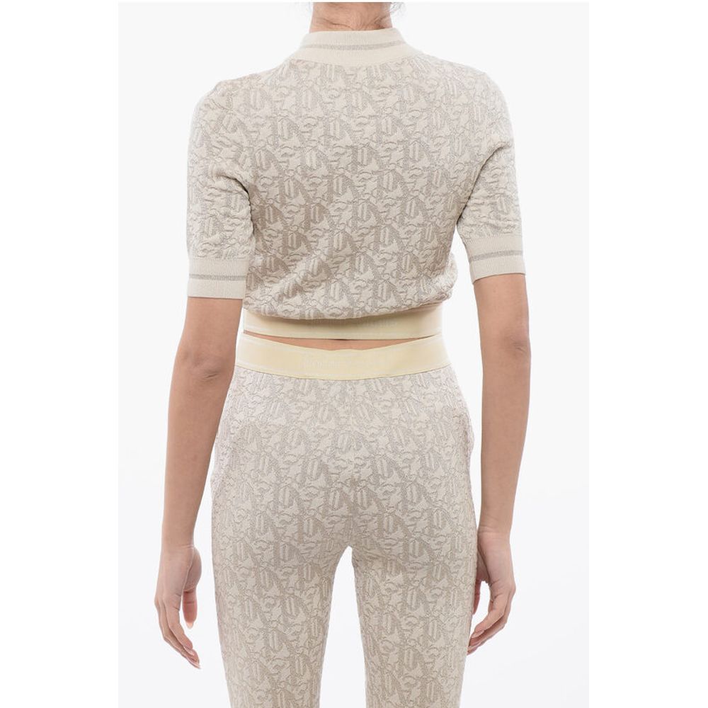 Palm Angels Monogram Jacquard Cropped Top With Logoed Band