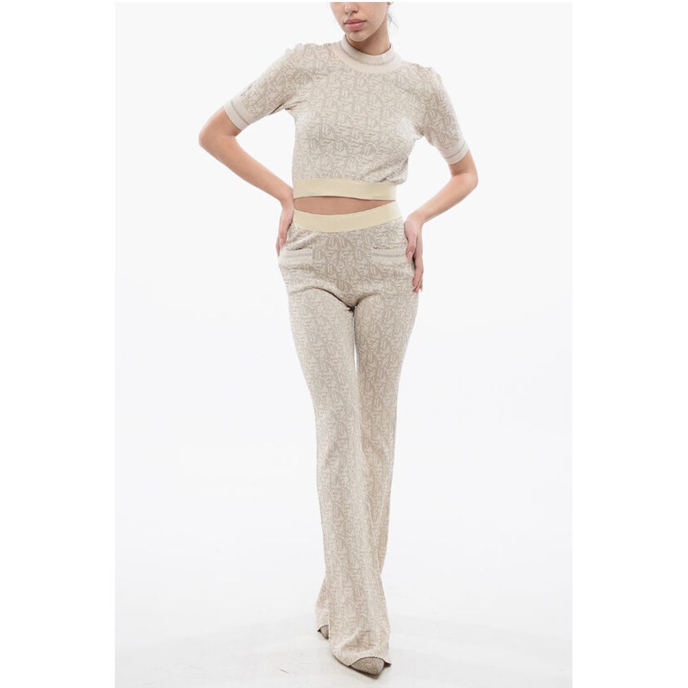 Palm Angels Monogram Jacquard Cropped Top With Logoed Band