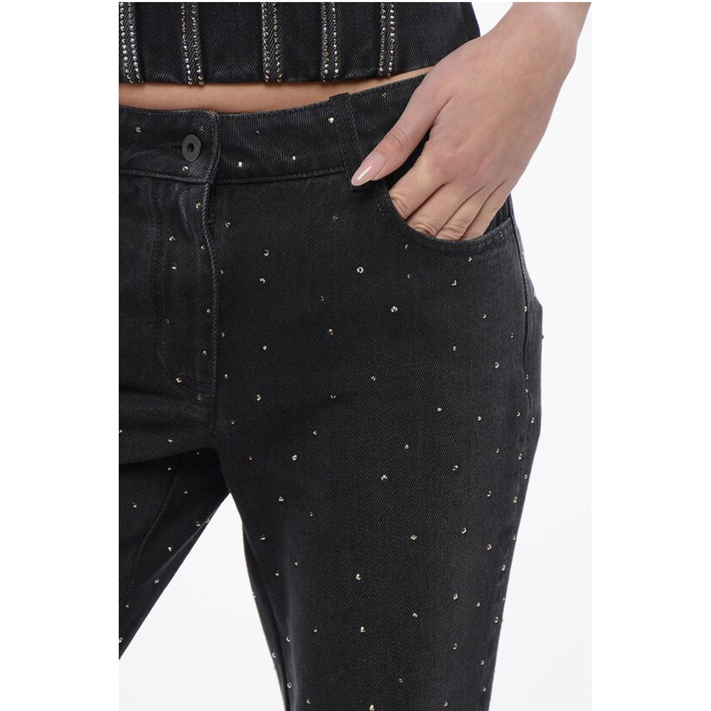 Off-White Low Rise BLING Flared Fit Denims with All-Over Rhinestones 2