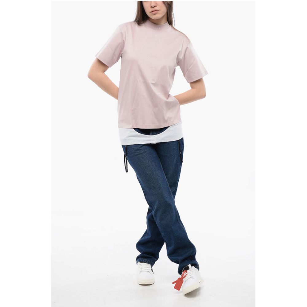 Off-White Solid Color LINGERIE T-Shirt with Contrasting Detail