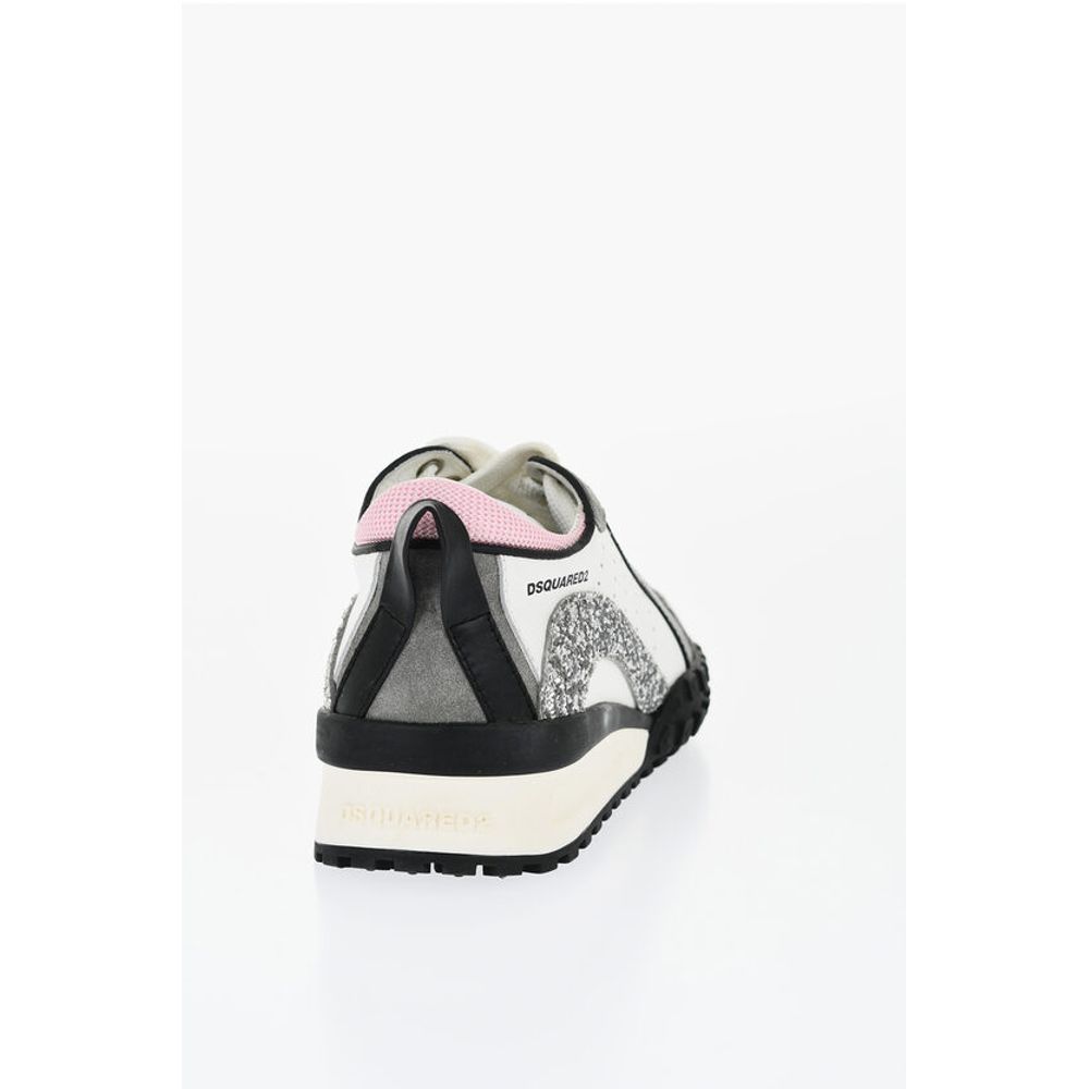 Dsquared² LEGEND Suede and Leather Sneakers with Glittered Detail