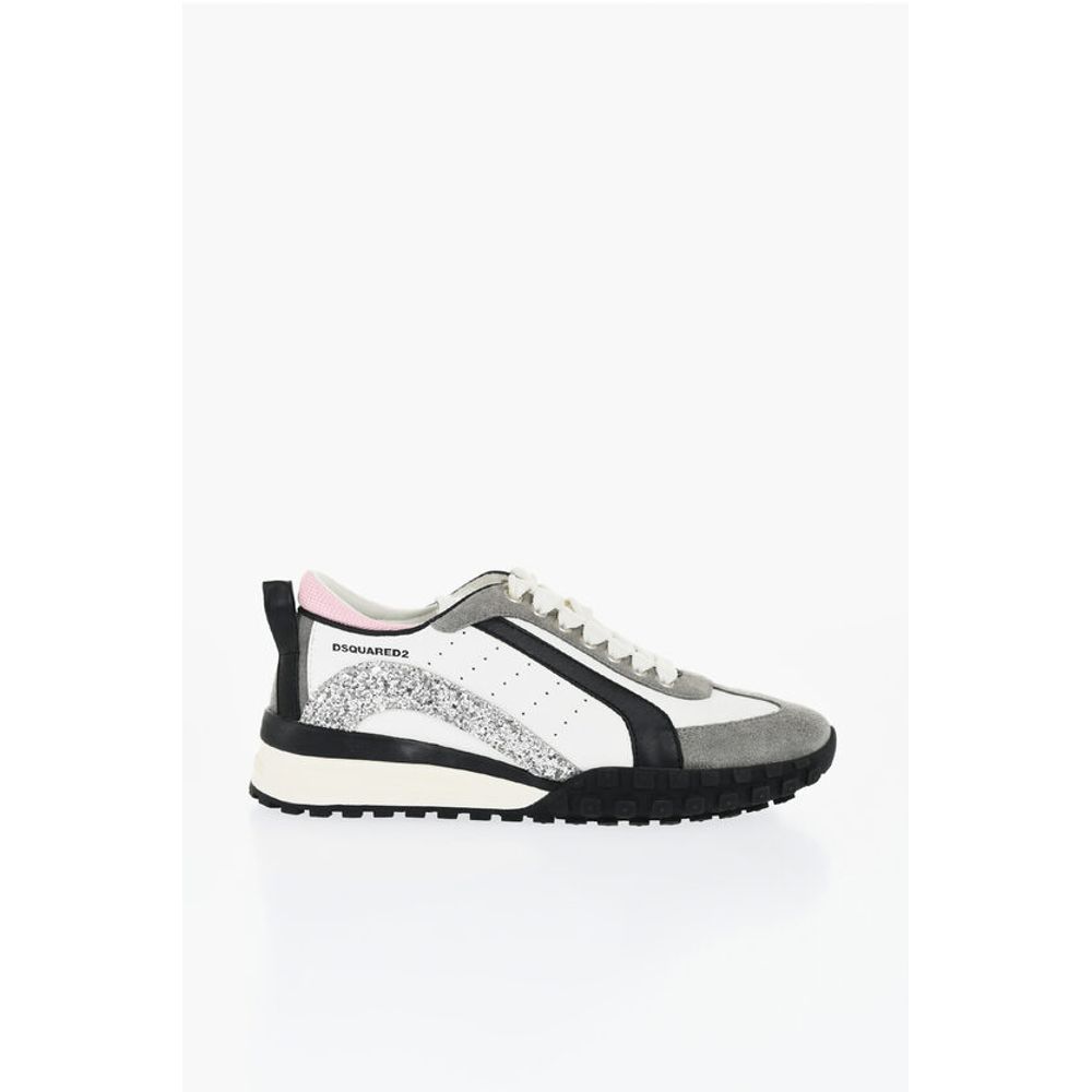 Dsquared² LEGEND Suede and Leather Sneakers with Glittered Detail