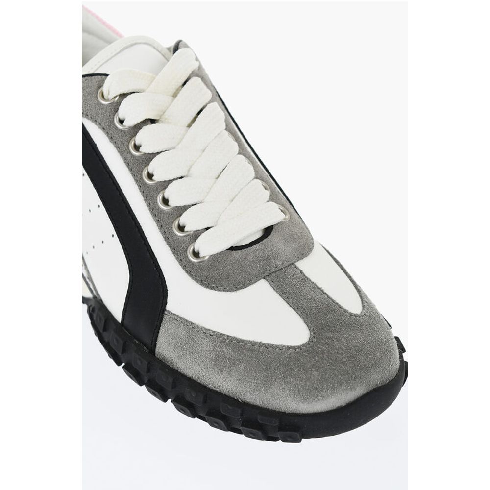 Dsquared² LEGEND Suede and Leather Sneakers with Glittered Detail