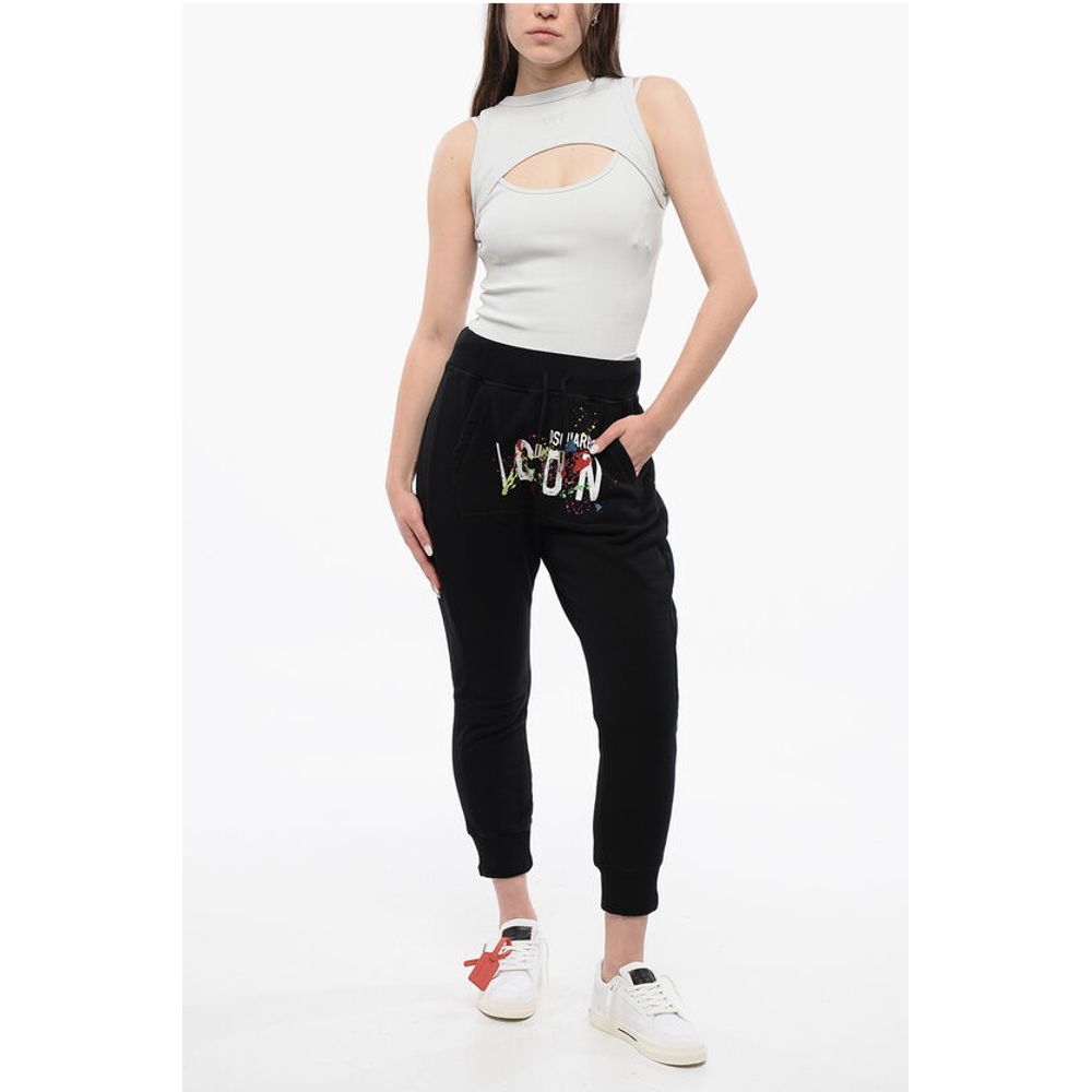Dsquared² ICON Fleeced Cotton Joggers with Patch Pocket