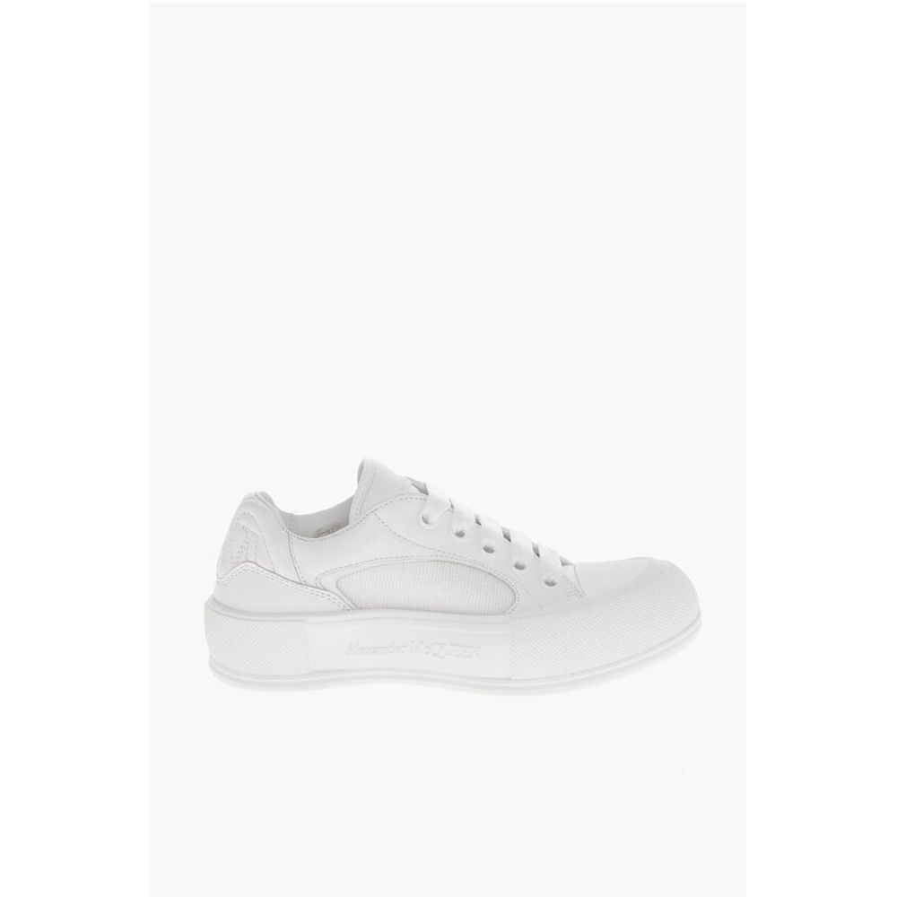 Alexander McQueen Leather Low-top Sneakers with Canvas Inserts