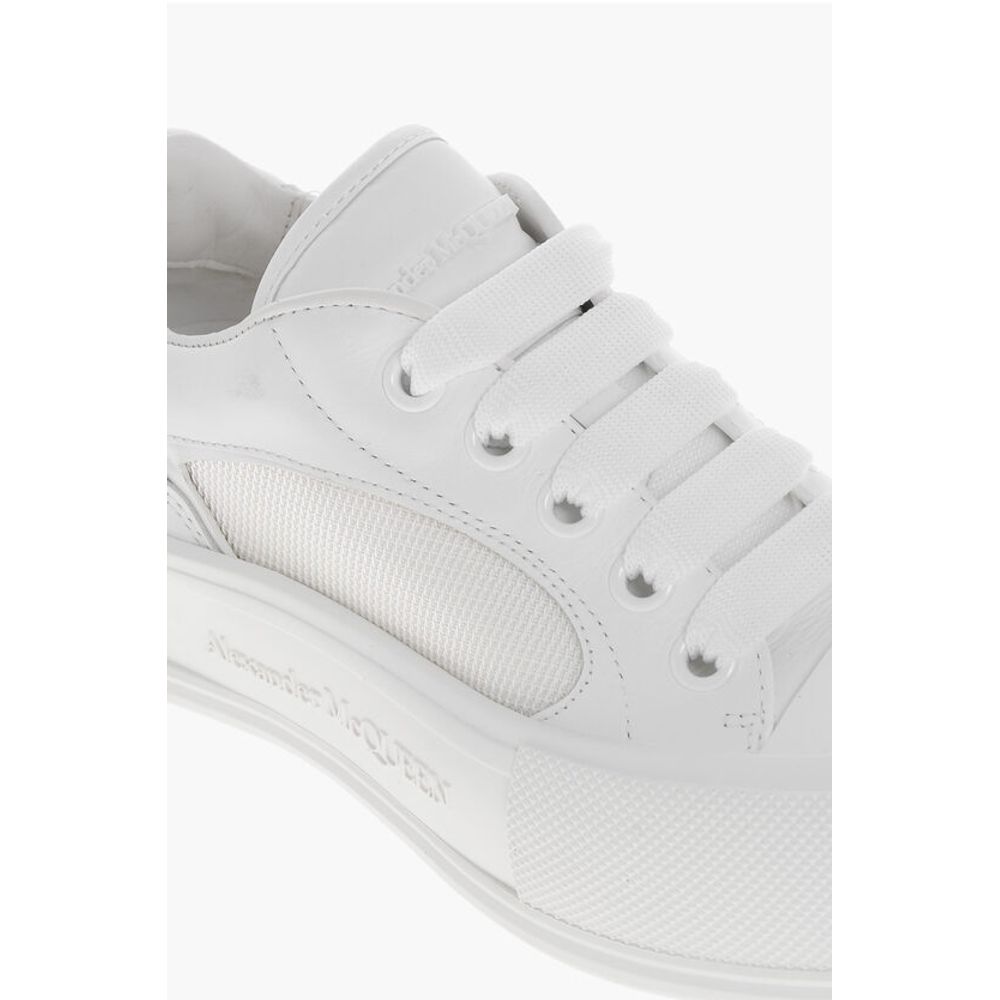Alexander McQueen Leather Low-top Sneakers with Canvas Inserts