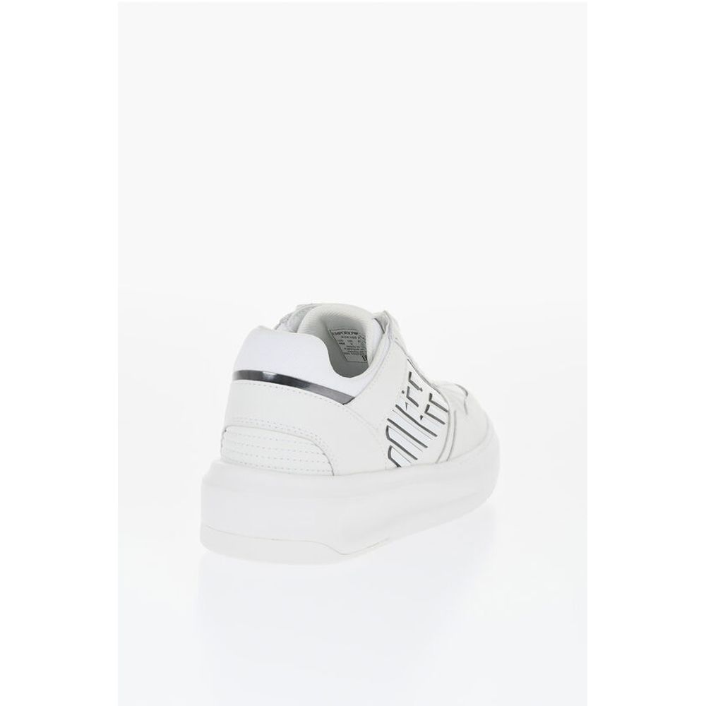 Armani Leather Low-Top Sneakers With Metallic Details