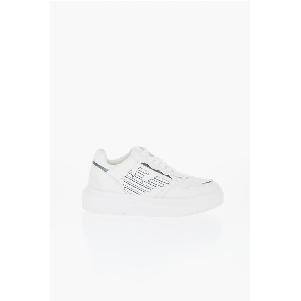 Armani Leather Low-Top Sneakers With Metallic Details