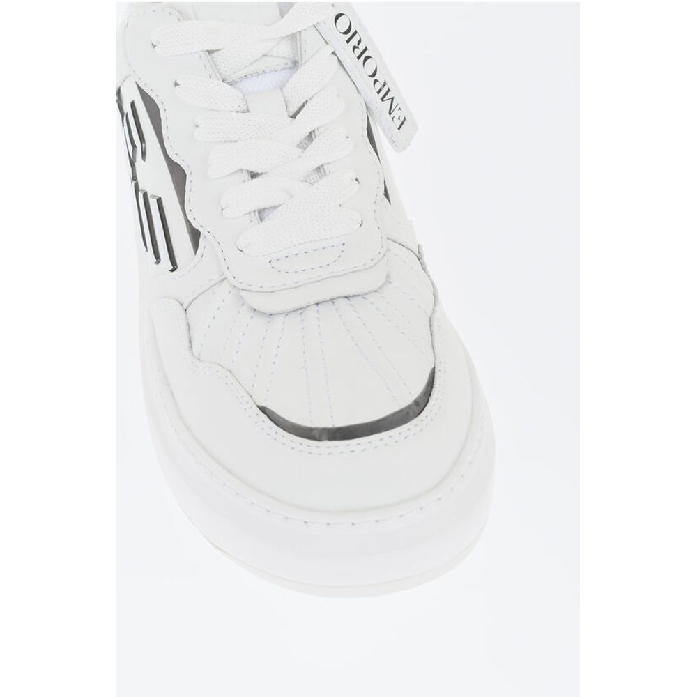 Armani Leather Low-Top Sneakers With Metallic Details