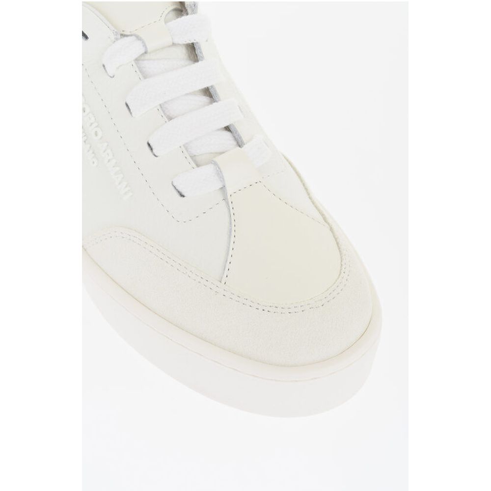 Armani Hammered Leather Low-Top Sneakers