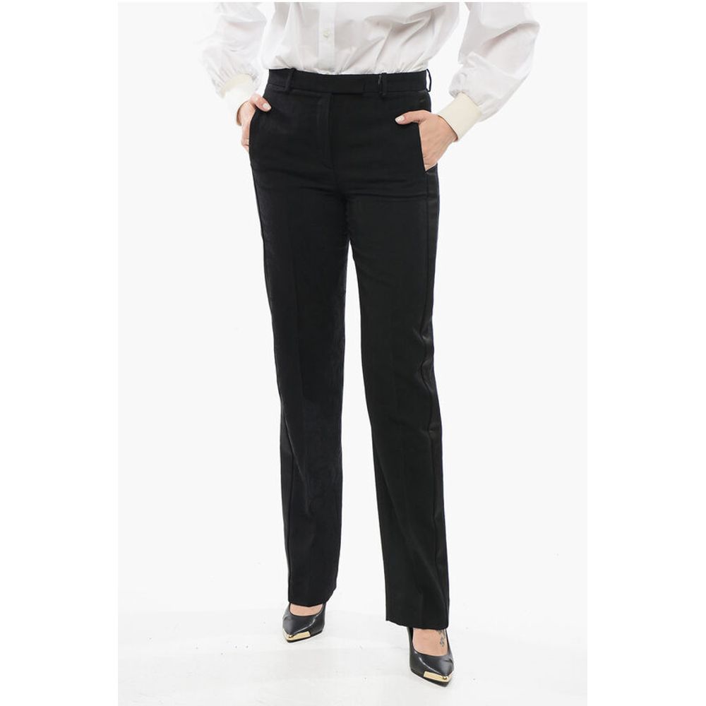 Versace Jacquard Wool Pants with Satin Side Bands
