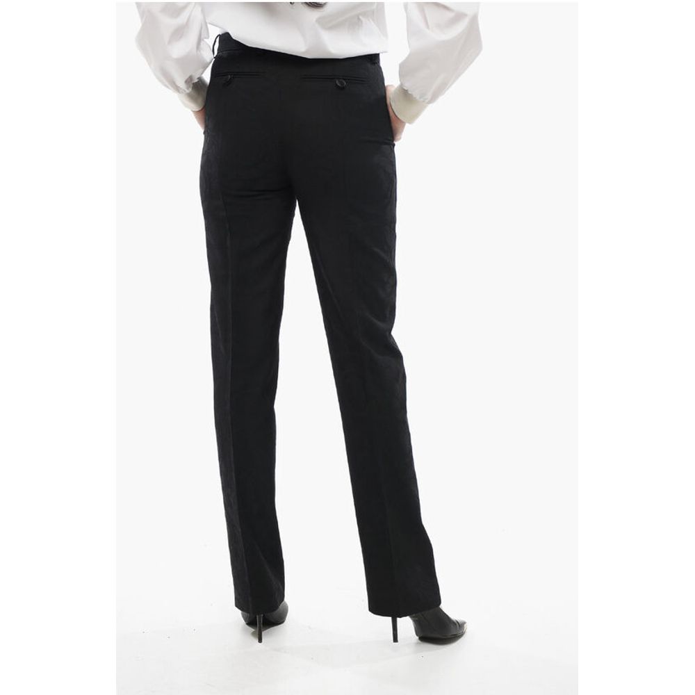 Versace Jacquard Wool Pants with Satin Side Bands