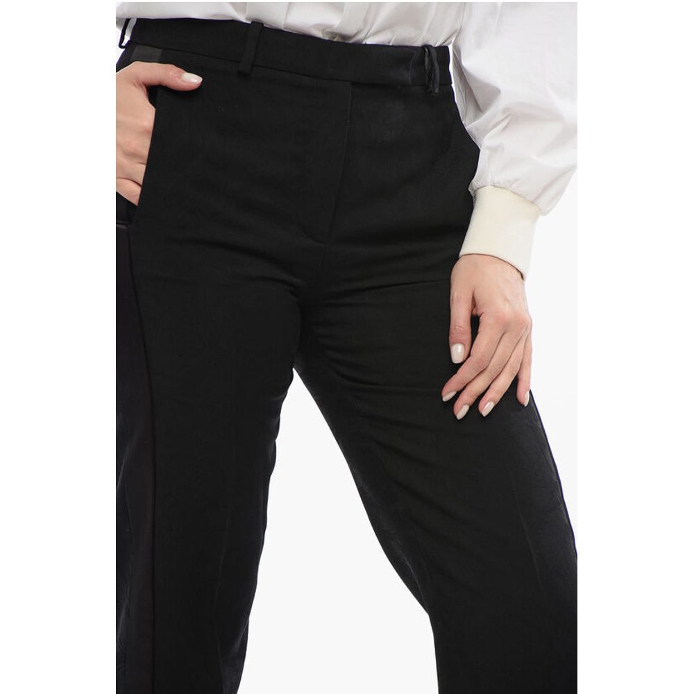 Versace Jacquard Wool Pants with Satin Side Bands