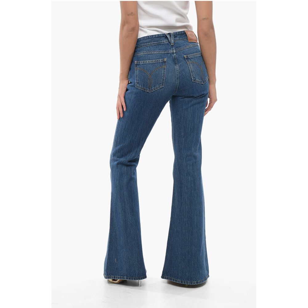 Versace Dark Washed Bootcut Denims with Logoed Morsets 32cm
