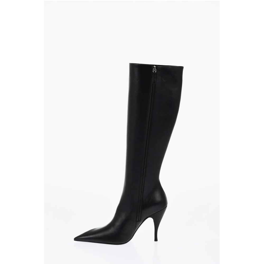Off-White Leather HIgh Boots With Cut-Out Details Heel 11 cm