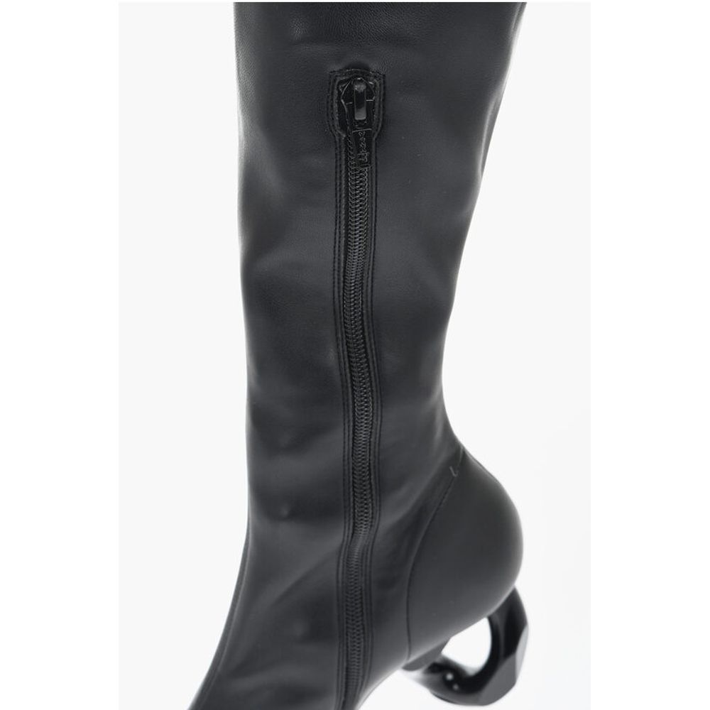 J.W.Anderson Pointed Leather CHAIN Thigh-High Boots With Statement Heel 9