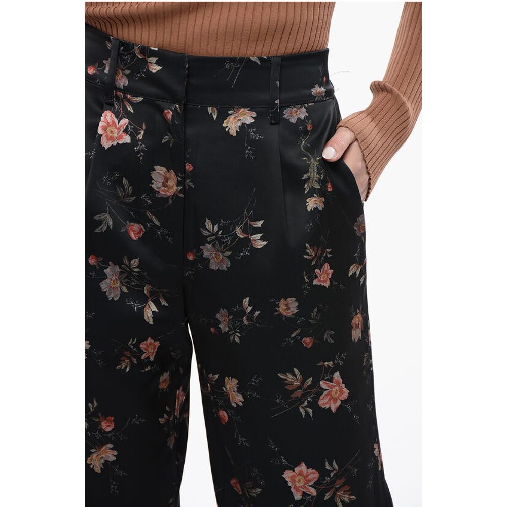 AllSaints Floral Patterned Satin LOUISA Pants with Ankle Slits