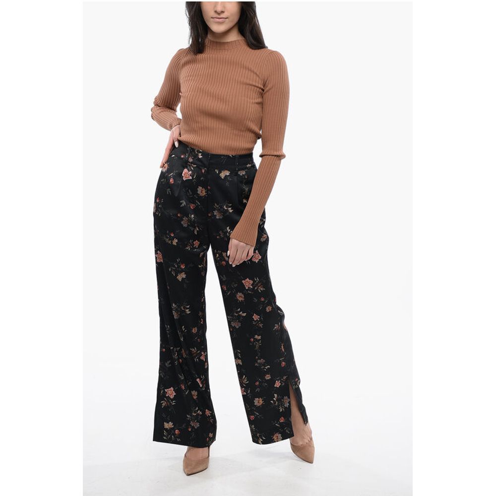 AllSaints Floral Patterned Satin LOUISA Pants with Ankle Slits