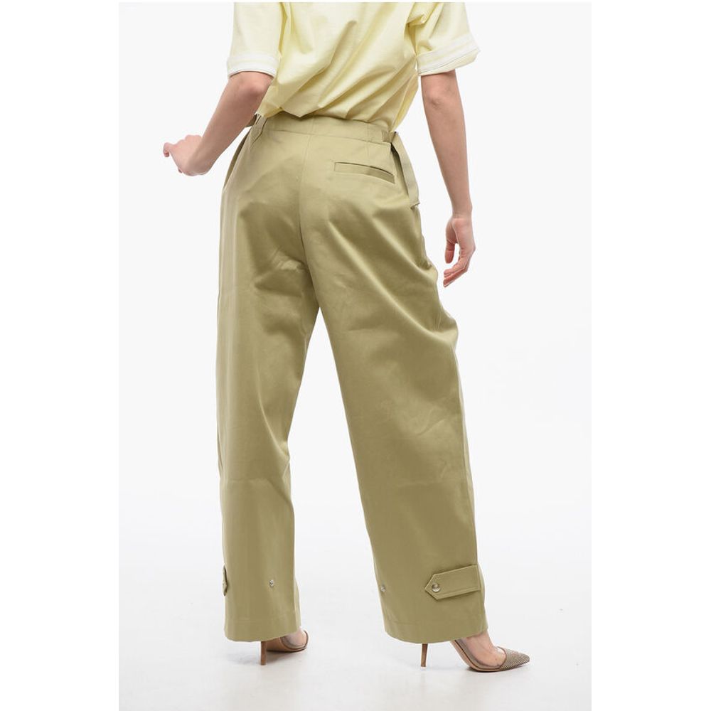 Burberry Single-pleated Cotton Pants with Ankle Straps
