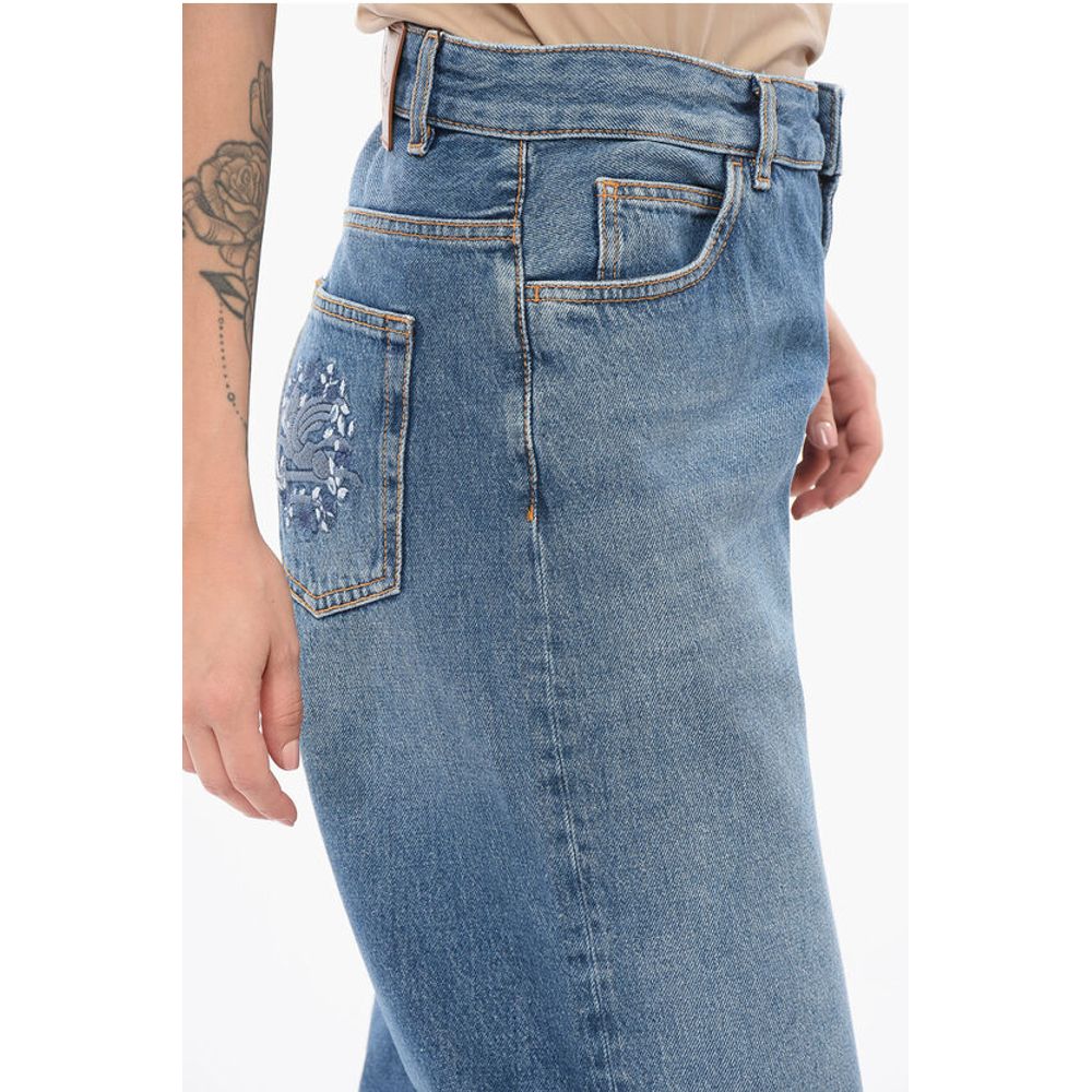 Etro Dark Washed Regular Fit Denims with Embroidered Pocket 24cm