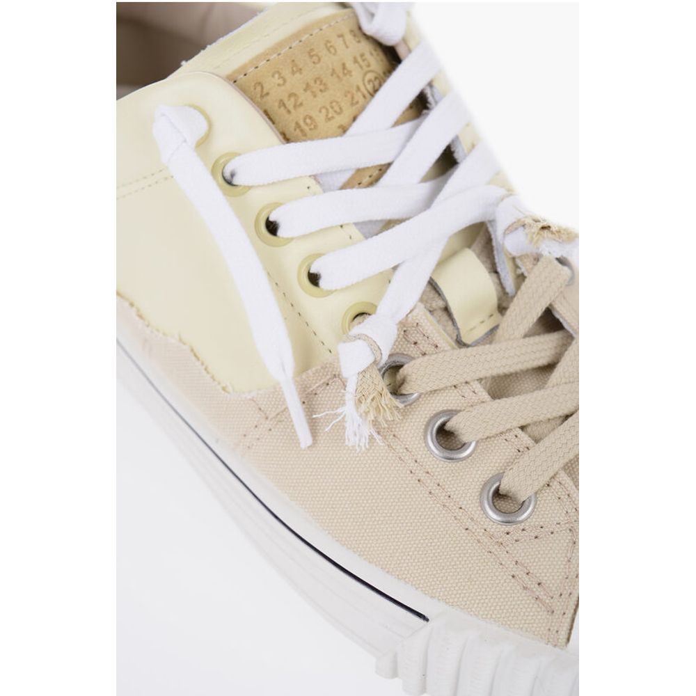 Maison Margiela Leather Low-Top Sneakers With Raw-Cut Details