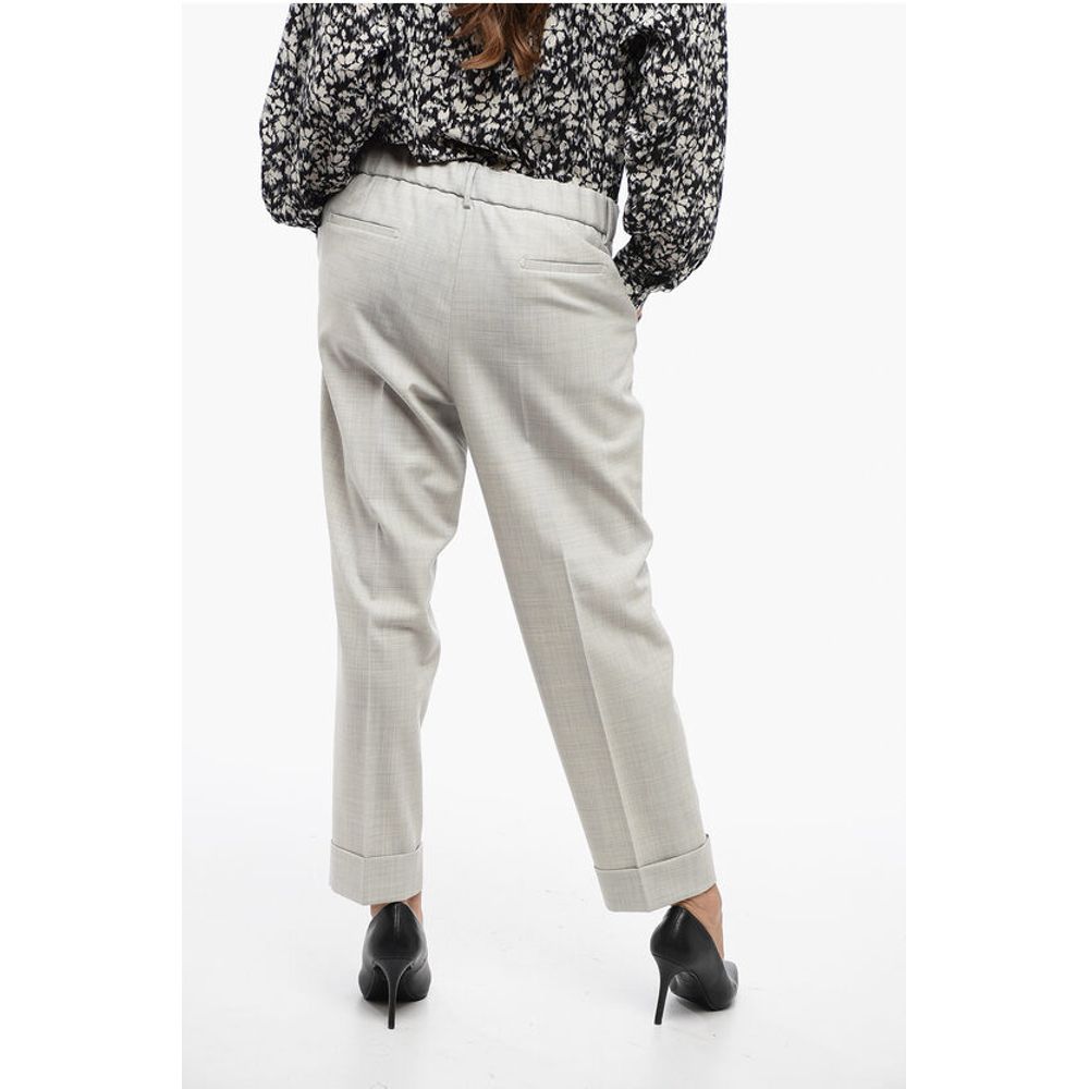 Berwich Stretchy Wool Pants with Elastic Waist Band