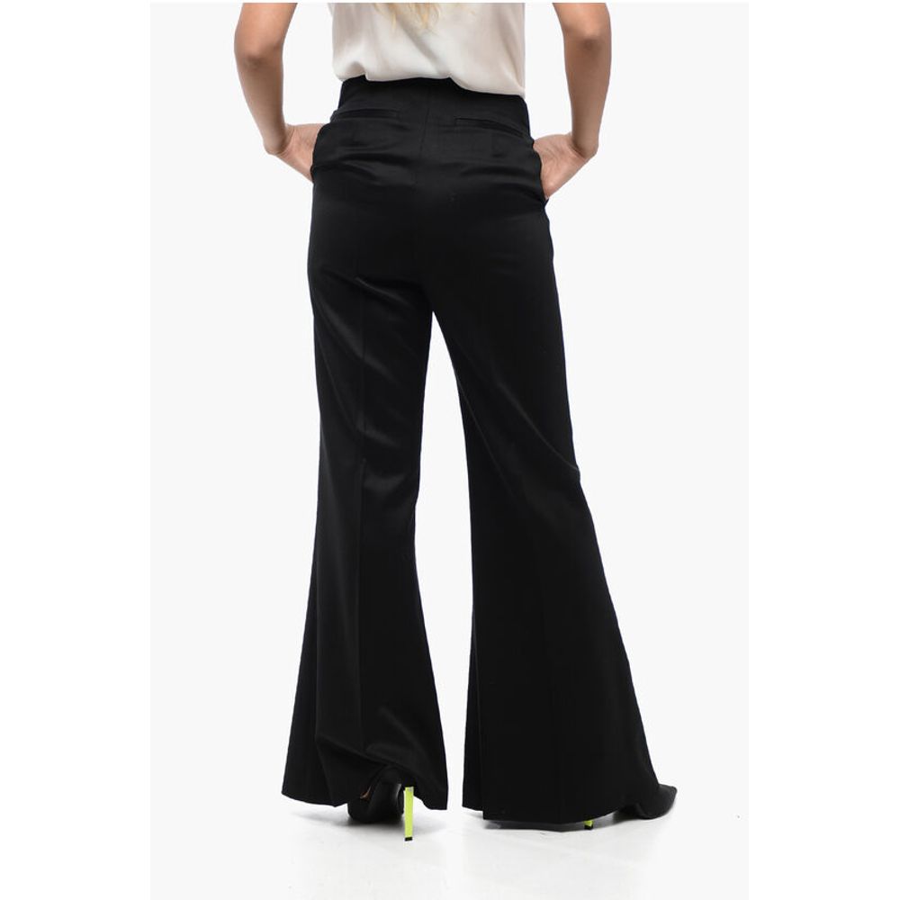 Fabiana Filippi Virgin Wool Maxi-Flared Pants with Stitched Fold