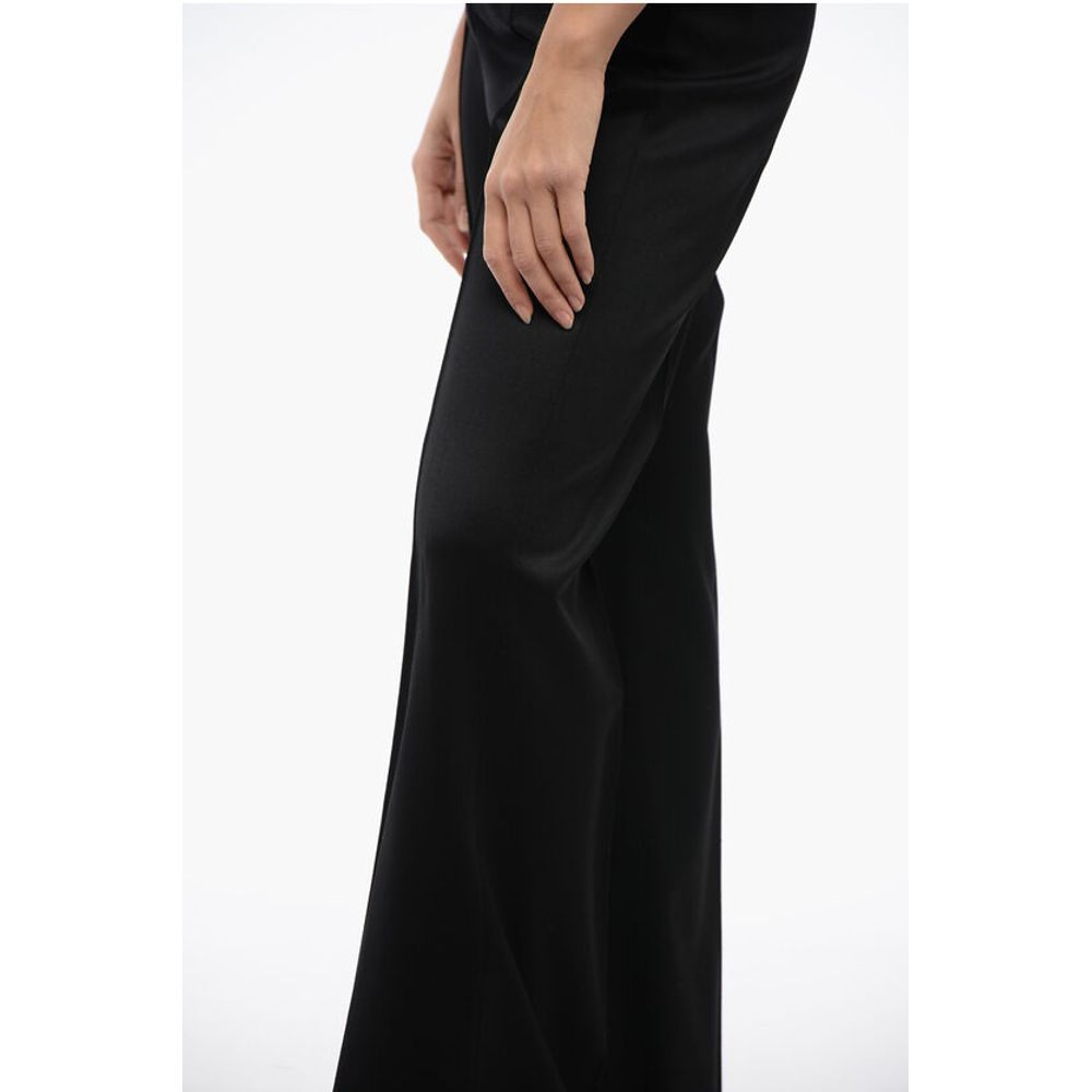 Fabiana Filippi Virgin Wool Maxi-Flared Pants with Stitched Fold