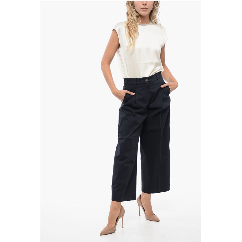 Fabiana Filippi Wide-Leg Cropped Pants with Half Belt