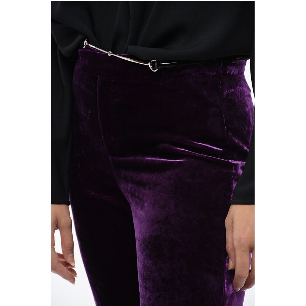 Gucci Velvet Ruched Pants with Detachable Belt
