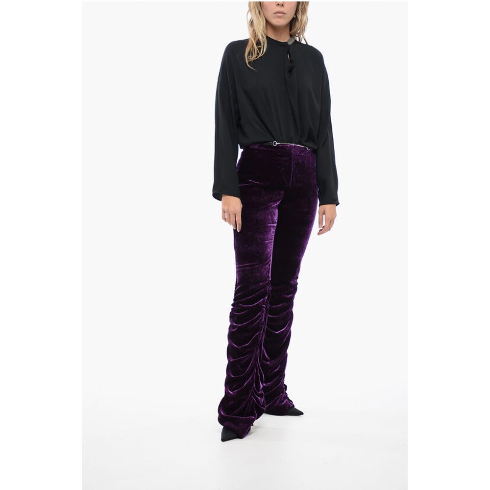 Gucci Velvet Ruched Pants with Detachable Belt